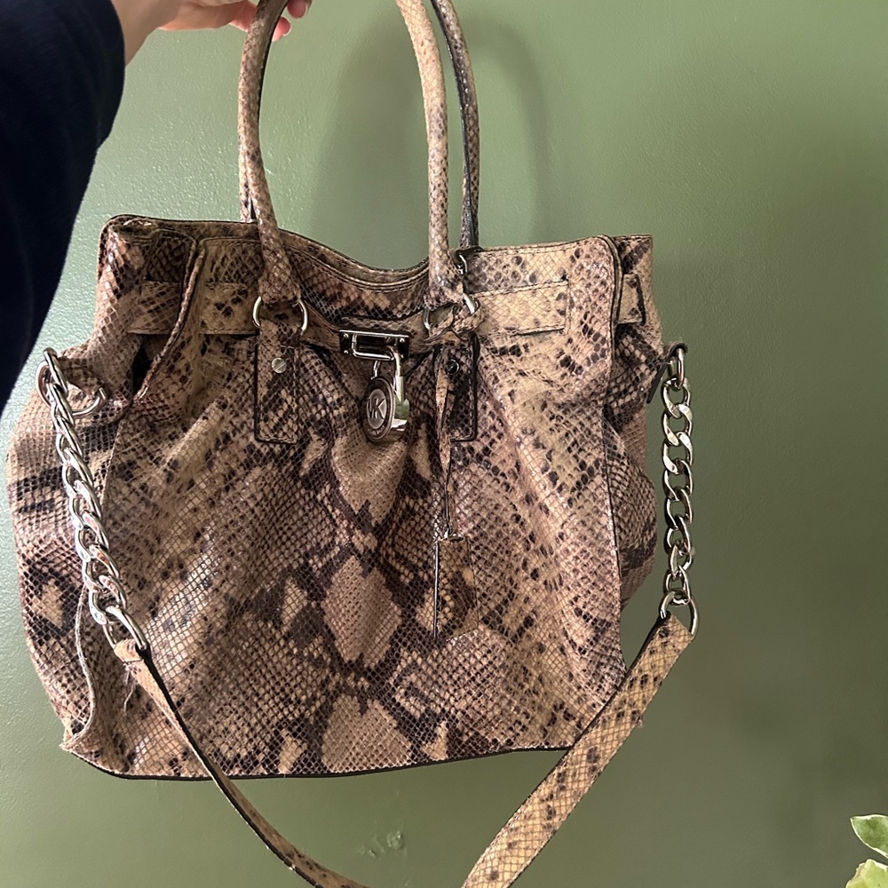 Michael Kors Tan Snakeskin Tote